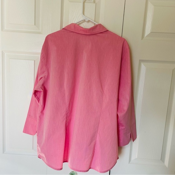 Worthington Women’s size 1X button down pink blouse cotton poly blend - Picture 5 of 10